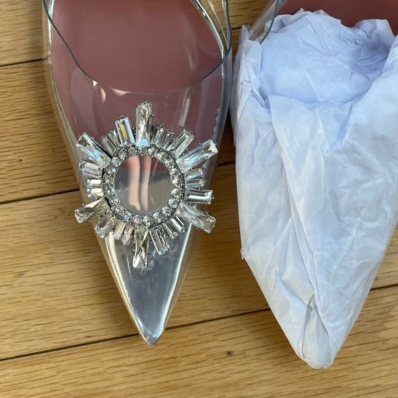 Women's Slip on Transparent Slingback Pointed Toe Crystal Rhinestones Clear *NEW - Picture 10 of 10